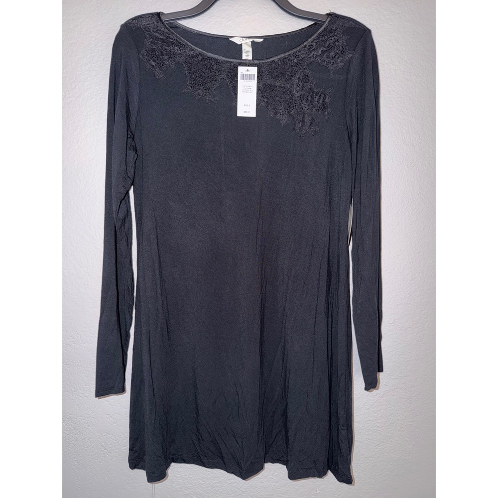 Soma Cool Nights Oh My Gorgeous Tunic Pajama Top Black Lace Long Sleeve Small